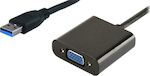 Powertech Μετατροπέας USB-A male σε VGA female Black (PTH-021)