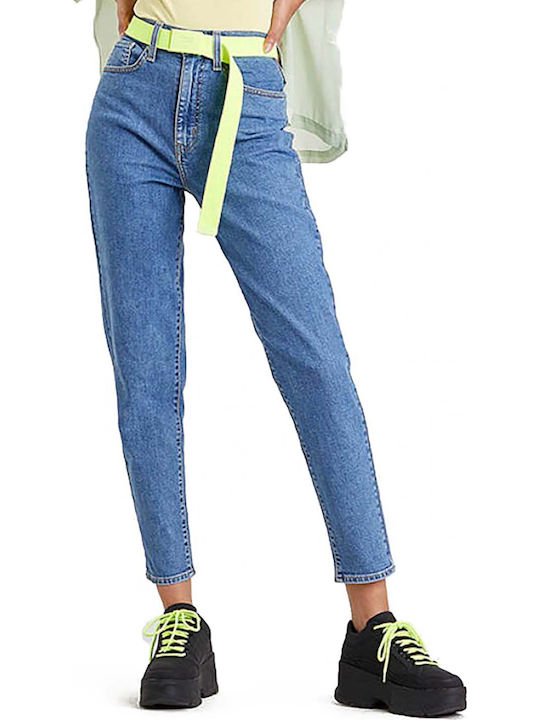 High Waist Women's Jean Trousers in Mom Fit Medium Indigo