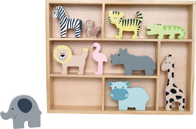 Jabadabado Baby-Spielzeug Shelfs with Safari Animals aus Holz für 24++ Monate