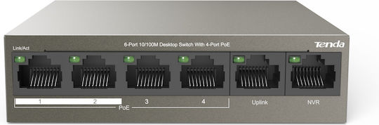 Tenda TEF1106P-4-63W Unmanaged L2 PoE+ Switch με 6 Θύρες Ethernet