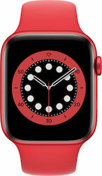 Apple Watch Series 6 Aluminium 44mm Αδιάβροχο με Παλμογράφο (Product Red)