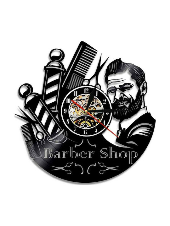 3d Barber 3D Wanduhr Kunststoff Schwarz 30x30cm