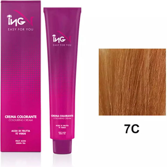 ING Colouring Cream With Fruit Acids Βαφή Μαλλιών 7C Ξανθό Καραμέλα 100ml