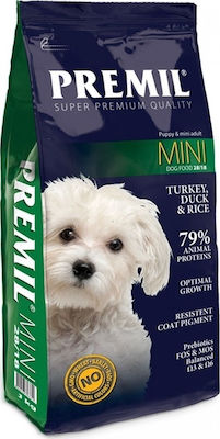 Premil Super Premium Mini 3kg Trockenfutter ohne Getreide für erwachsene Hunde kleiner Rassen mit Türkei und Ente