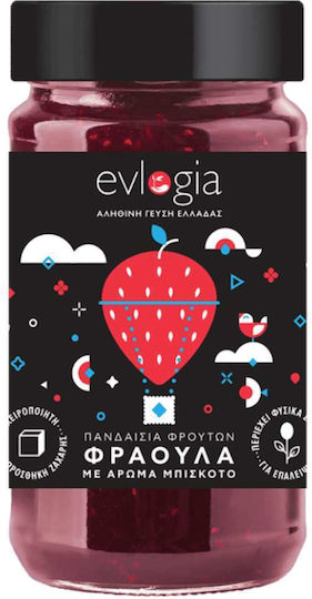 Evlogia True Taste of Greece Pandaisia Jams Strawberry with Biscuit No Sugar Added 280gr