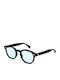 Moscot Lemtosh Sunglasses with Black Plastic Frame and Light Blue Lens