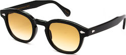 Moscot Lemtosh Sunglasses with Black Plastic Frame and Orange Gradient Lens