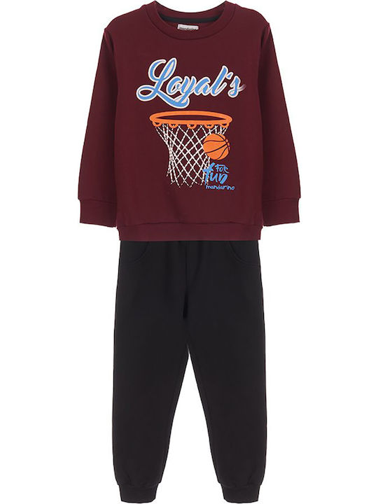 Mandarino Kids Sweatpants Set Burgundy 2pcs Σετ Φόρμας Basketball