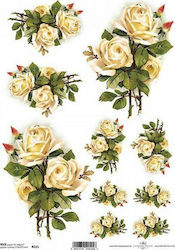 ITD Collection Ριζόχαρτο "White Roses" Decoupage Rice Paper 1pcs