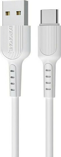 Borofone BX16 Regular USB 2.0 Cablu USB-C bărbătesc - USB-A 18W Alb 1m