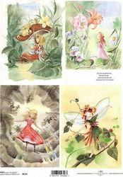 ITD Collection Ριζόχαρτο "Fairies" Hârtie de bază Decoupage 21x29.7cm 1buc R129