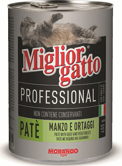 Morando Miglior Gatto Professional Υγρή Τροφή για Ενήλικες Γάτες σε Κονσέρβα με Βοδινό και Λαχανικά 400gr