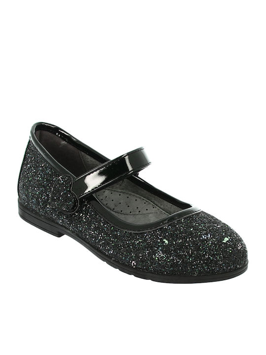 Kids Ballerinas Gioula 14 with Hoop & Loop Closure Black