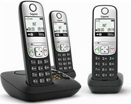 Gigaset A690A Cordless Phone Trio with Greek Menu Black