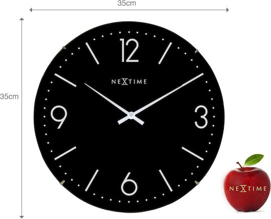 Nextime Basic Dome Αθόρυβο Ρολόι Τοίχου Πλαστικό Μαύρο Ø35cm