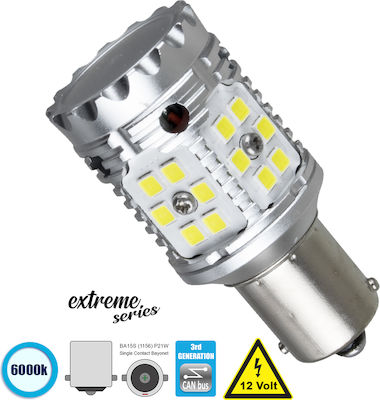 GloboStar Lamps Car Extreme Series P21W-BA15S-1156 Canbus LED 6000K Cold White 12V 28W 1pcs