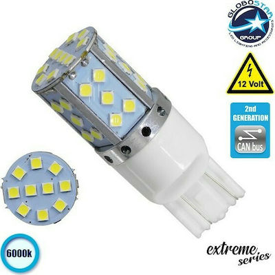 GloboStar Lămpi Autoturismului Extreme Series T20 Canbus LED 6000K Alb rece 12V 15W 1buc