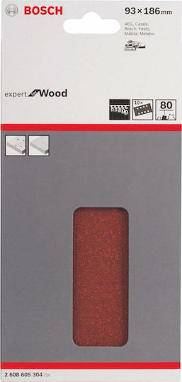 Bosch C430 Φύλλο Λείανσης Παλμικού Τριβείου K80 με Τρύπες 93x186mm Σετ 10τμχ