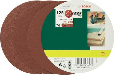 Bosch Orbital Sander Sheet K120 / K240 / K80 125x125mm 25pcs