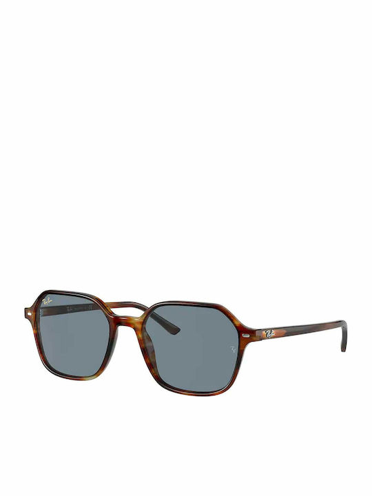 Ray Ban John Унисекс Слънчеви очила с Кафяв Костенурка Рамка и Син Леща