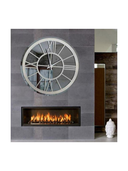 Ploumatos Wall Clock Mirror Silver Ø115cm