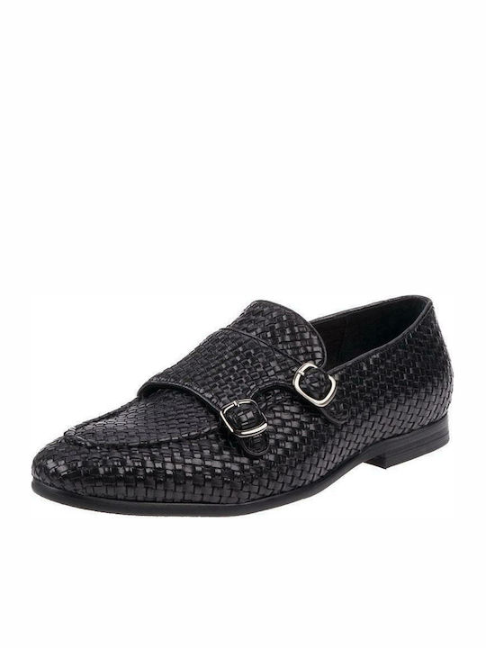 19V69 YOY220-F3 Men's Leather Moccasins Black