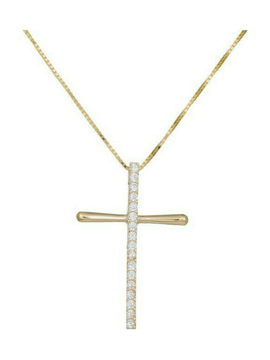 Baptismal Crosses with Chain Women's Cross with Stones K14 036989C 036989C 036989C Women's Gold 14 Carat