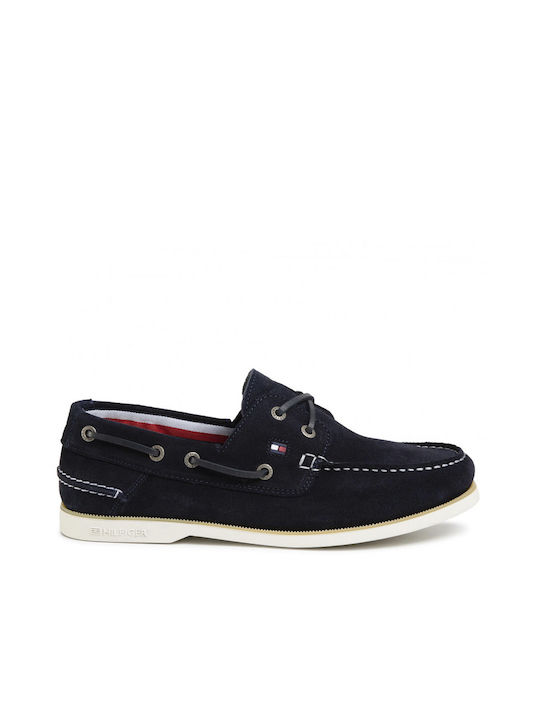 Tommy Hilfiger Classic Suede Suede Ανδρικά Boat Shoes σε Μπλε Χρώμα