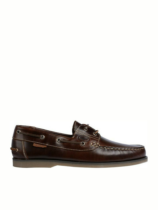 Sea & City Men's Leather Boat Shoes Brown