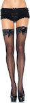 Leg Avenue Sheer Thigh Highs Lace Top Black