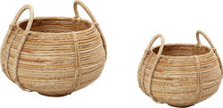 Set of Decorative Baskets Bamboo with Handles Brown 2pcs Espiel