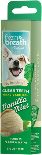 Tropiclean Fresh Breath Clean Teeth Oral Care Gel Vanilla Dog Dental Gel against Bad Breath 59ml
