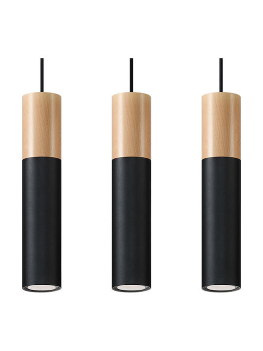 Sollux Pablo Pendant Light Three-Light for Socket GU10 Black