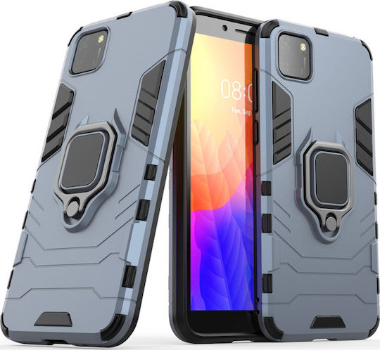 Hurtel Ring Kickstand Armor Back Cover Plastic Blue (Huawei Y5p)