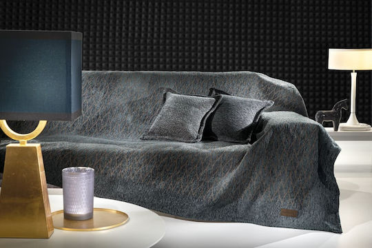 Guy Laroche Season Cuverturi Pentru Canapea 3 Locuri Chenille 180x300 cm Albastru Petrol