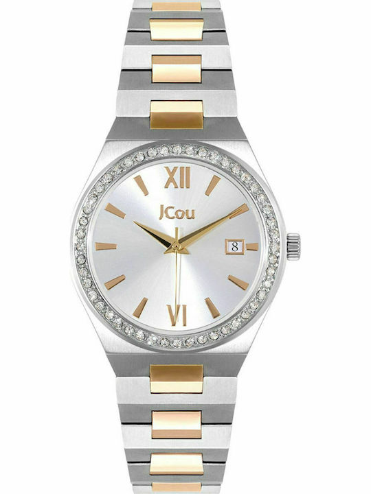 Jcou Esther Damen Uhr Chronograph mit Silber Metallarmband