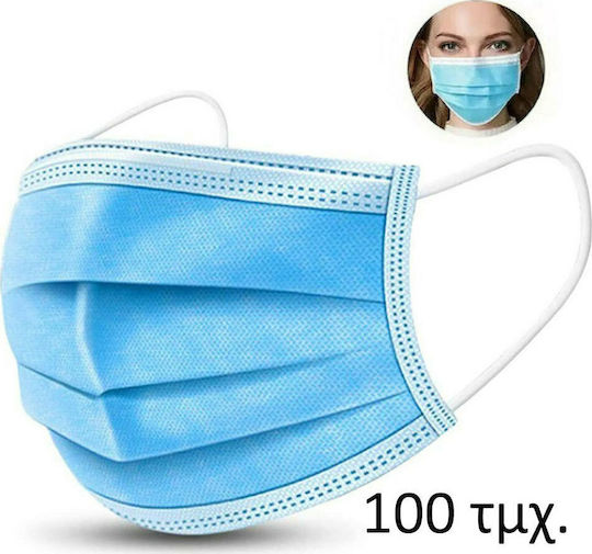 Set Chirurgische Masken 3ply 1 Gebrauch EN 149:2001+A1:2009 Schutzmaske Chirurgische Hellblau 100Stück
