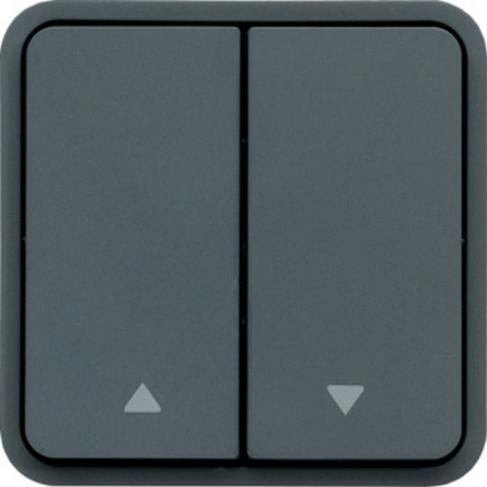 Hager Cubyko Waterproof Recessed Wall Switch Rolling Shutters Two-Way with Frame Gray