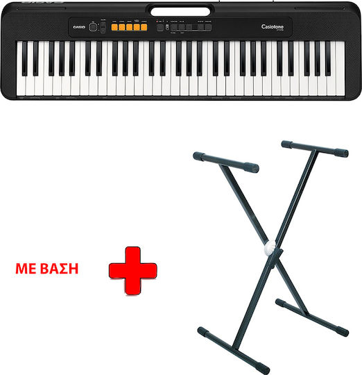 Casio Keyboard CT-S100 Base Set with 61 Keys Standard Touch with Stand and Music Stand Black with Base