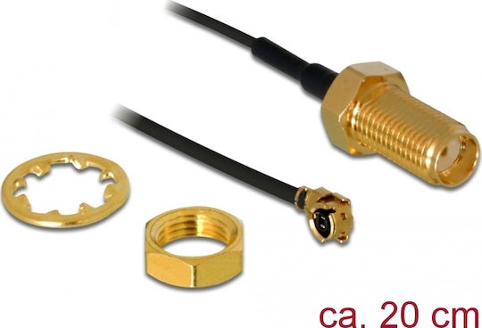 DeLock Καλώδιο Ομοαξονικό RP-SMA Male - MHF 0,2m Γκρι (88419)