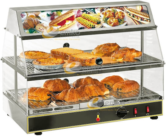 Roller Grill Vitrină încălzită cu cameră 2 Nivele cu 2 Locuri pentru Gastronomi și Putere 650W L59 x l35 x Î48 cm