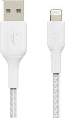 Belkin Geflochten USB-A zu Lightning Kabel Weiß 0.15m (CAA002bt0MWH)
