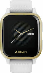 Garmin Venu SQ Aluminium 37mm Smartwatch with Heart Rate Monitor (White with Light Gold Bezel)
