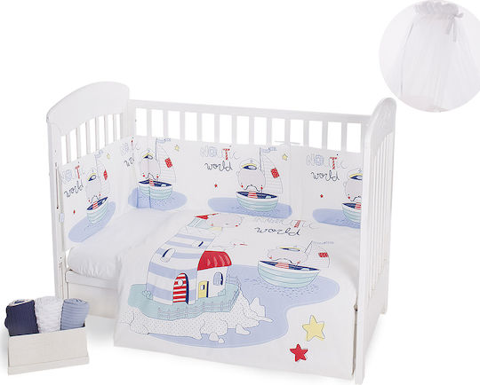 Kikka Boo Baby Crib Bedding Set Nautic 4pcs White Kikka Boo Baby Crib Bedding Set Nautic 4pcs White