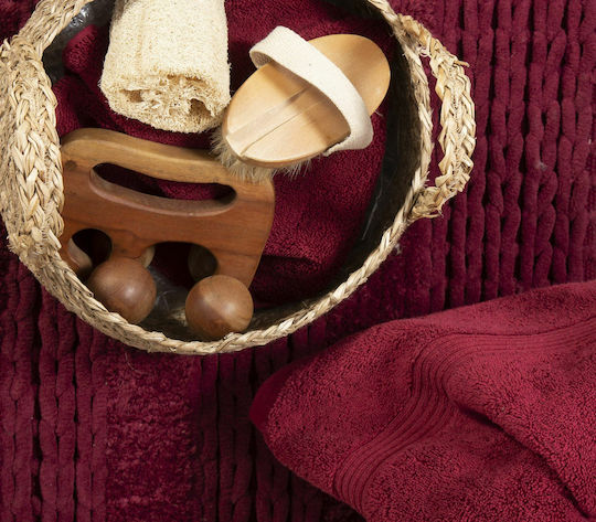 Nef-Nef Homeware Rutschfest Badematte Synthetisch,Polyester/Cotton/Leather Rechteckig Life 027023 Bordo 60x90cm