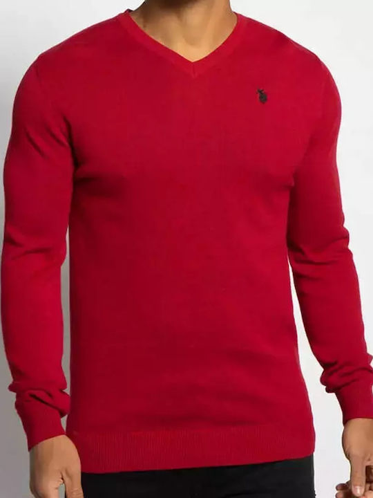 U.S. Polo Assn. Herren Langarm-Pullover mit V-Ausschnitt Rot 5216451894-155