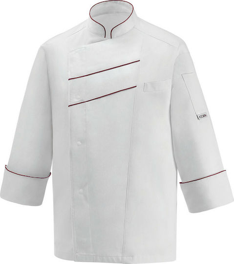 Egochef Red Line Chef Long Sleeve Polyester Jacket White