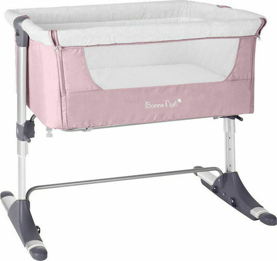 Kikka Boo Leagăn Bonne Nuit cu Saltea, Deschidere Laterală și Roți roz melange Kikka Boo Leagăn Bonne Nuit cu Saltea, Deschidere Laterală și Roți roz melange