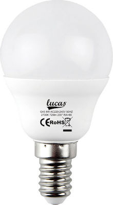 Lucas LED-Glühbirnen für Sockel E14 und Form G45 Warmes Weiß 900lm 1Stück