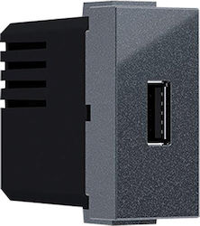 Aca Modys Walled Power Socket with 1 USB Port Gray